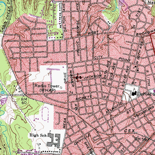 Topographic Map of Powers Memorial Baptist Church, VA