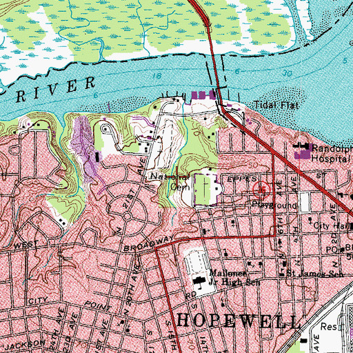 Topographic Map of Riverside Park, VA