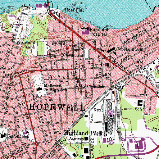 Topographic Map of Saint James Roman Catholic Church, VA