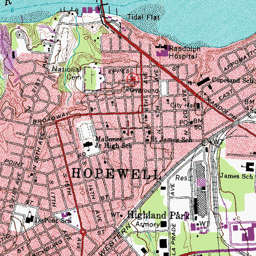 Topographic Map of Saint Elpis Greek Orthodox Church of Southside Virginia, VA