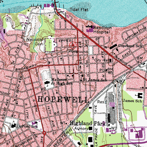 Topographic Map of Seventh Avenue Church of God, VA