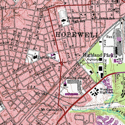Topographic Map of Washington Circle, VA