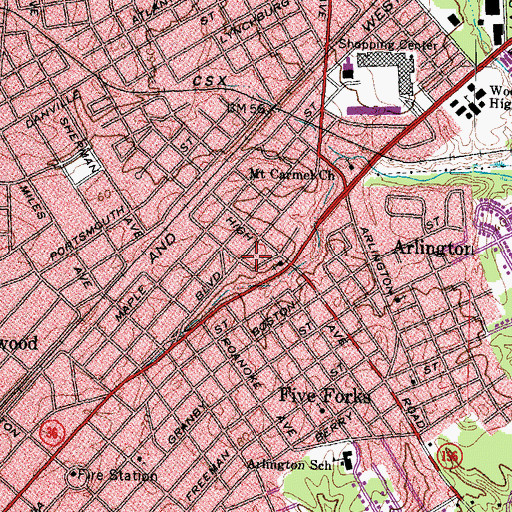 Topographic Map of West Hopewell Presbyterian Church, VA