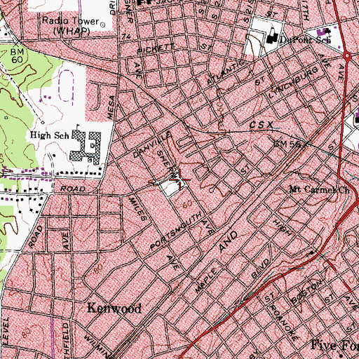 Topographic Map of Westwood Playground, VA
