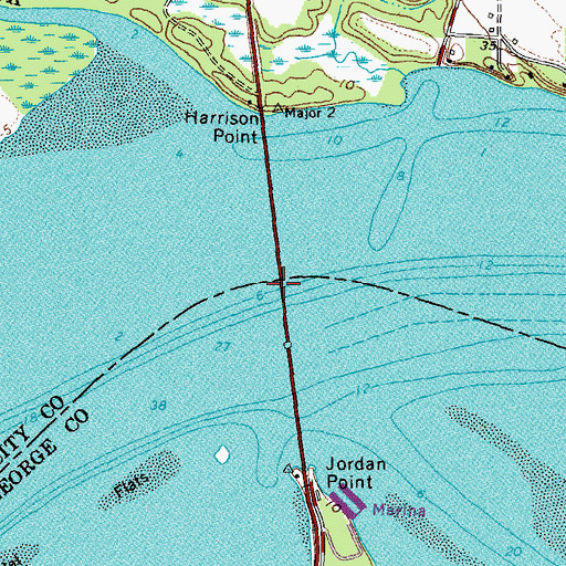 Topographic Map of Benjamin Harrison Memorial Bridge, VA