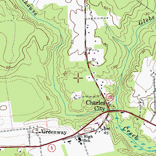Topographic Map of Charles City Elementary School, VA