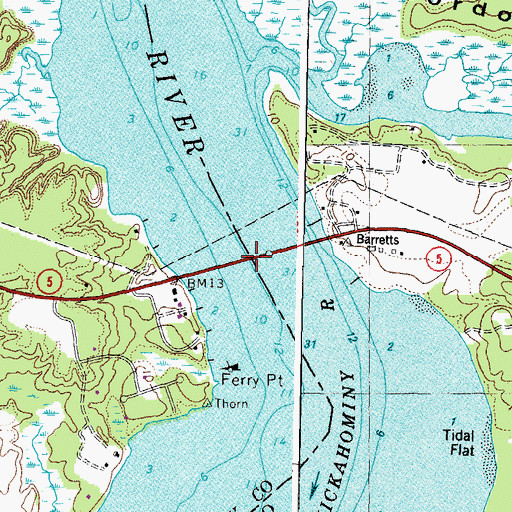 Topographic Map of Chickahominy Bridge, VA