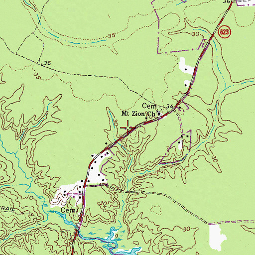 Topographic Map of El Bethel Church (historical), VA