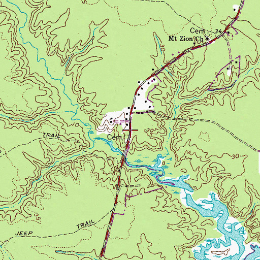 Topographic Map of Micah Church (historical), VA