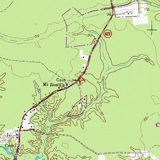 Topographic Map of Walkers Store (historical), VA