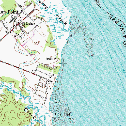 Topographic Map of Brick House Point, VA