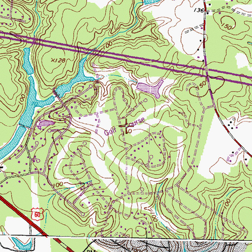 Topographic Map of Brookwood Golf Course, VA