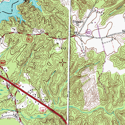 Topographic Map of Diascund Bridge, VA