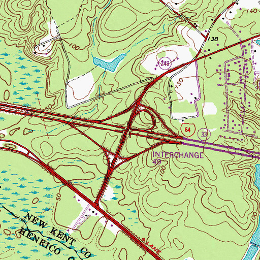 Topographic Map of Interchange 205, VA