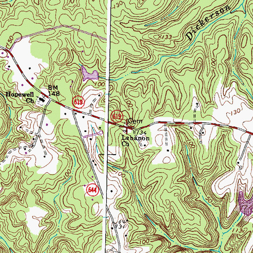 Topographic Map of Lebanon School (historical), VA
