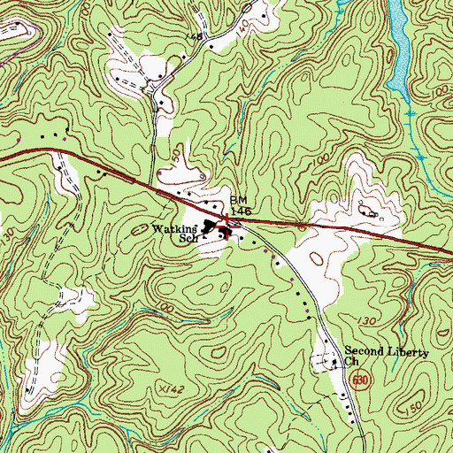 Topographic Map of New Kent County Elementary School, VA