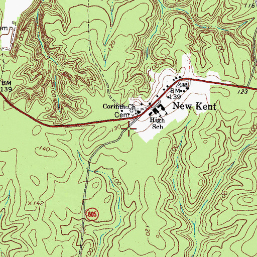 Topographic Map of New Kent Elementary School, VA
