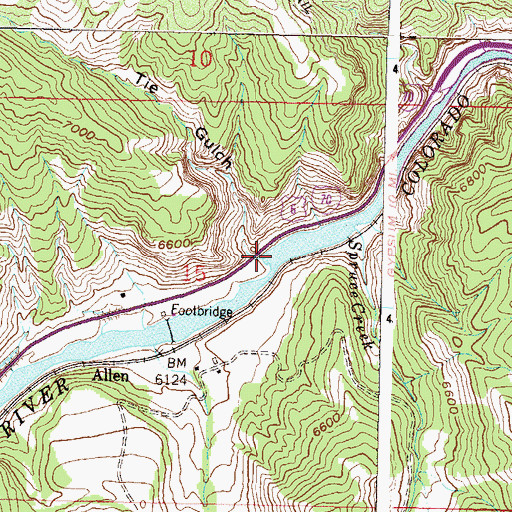 Topographic Map of Tie Gulch, CO