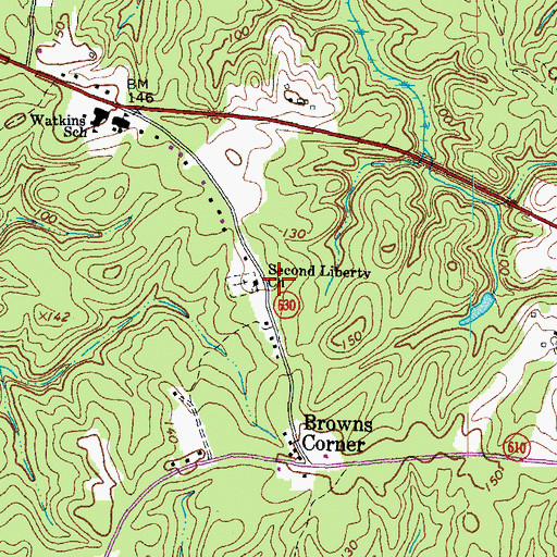 Topographic Map of Second Liberty School (historical), VA