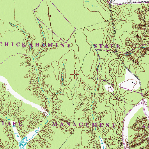 Topographic Map of Chickahominy State Wildlife Management Area, VA