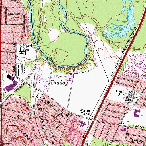Topographic Map of Colonial Heights Christian Church, VA