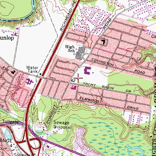 Topographic Map of Colonial Heights Public Library, VA