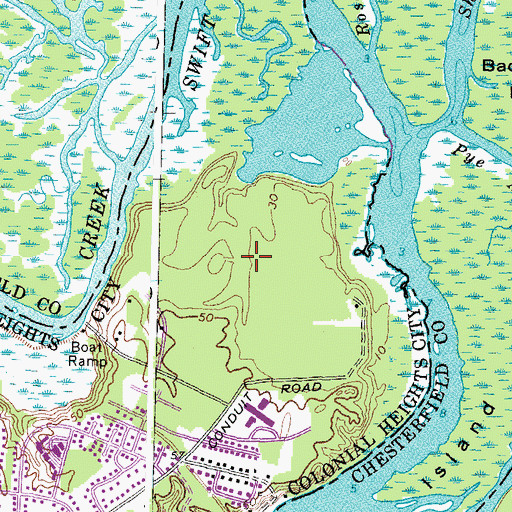 Topographic Map of Conjurors Neck, VA