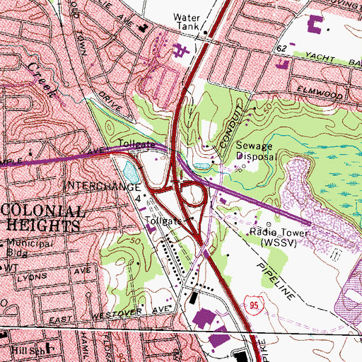 Topographic Map of Interchange 54, VA