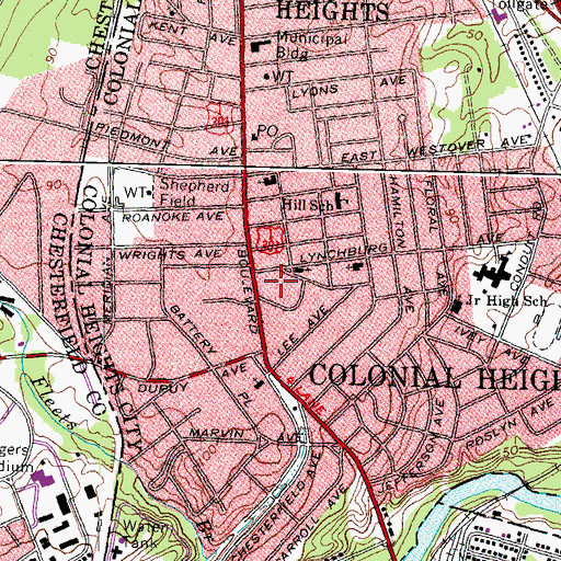 Topographic Map of Pickwick Shopping Center, VA