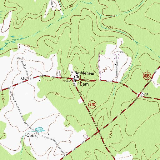 Topographic Map of Bethlehem Cemetery, VA