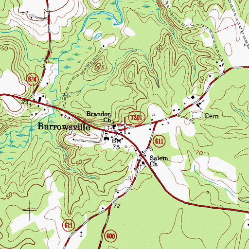 Topographic Map of Brandon Cemetery, VA