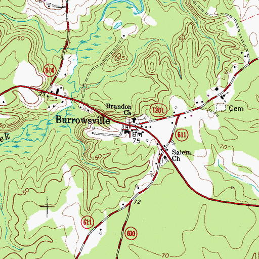 Topographic Map of Burrowsville Elementary School, VA