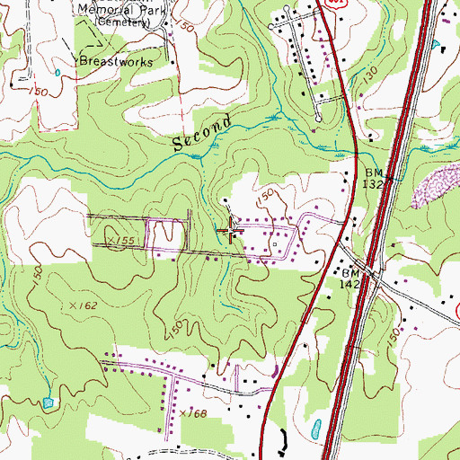 Topographic Map of Ethridge Estates, VA