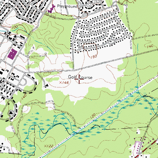 Topographic Map of Fort Lee Golf Course, VA