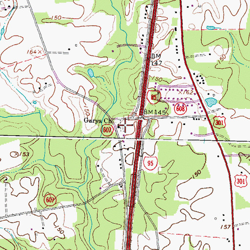 Topographic Map of Garys Cemetery, VA