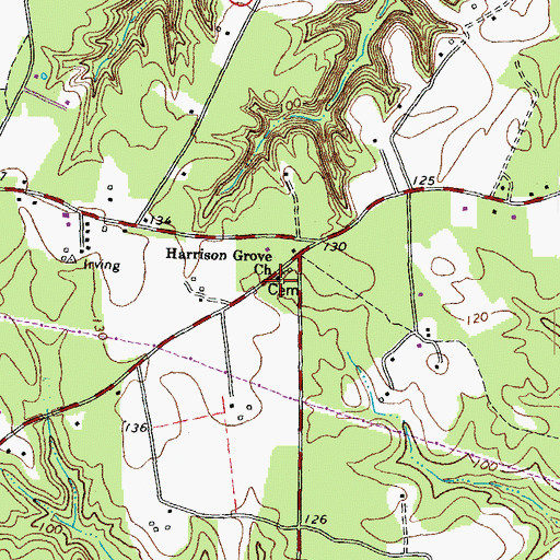 Topographic Map of Harrison Grove Cemetery, VA