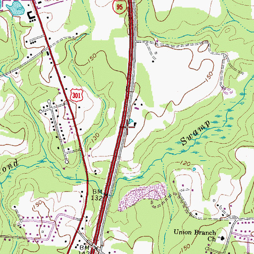 Topographic Map of Interchange 1, VA