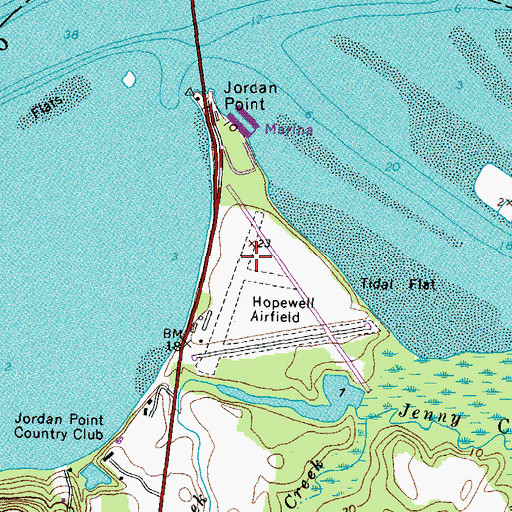 Topographic Map of Jordans Point (historical), VA