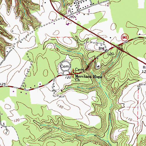 Topographic Map of Merchants Hope (historical), VA