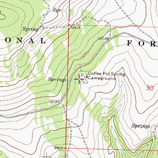 Topographic Map of Coffee Pot Spring Campground, CO
