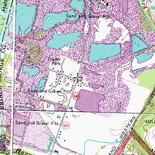 Topographic Map of Riverdale, VA