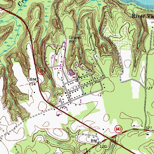 Topographic Map of Rivers Edge, VA