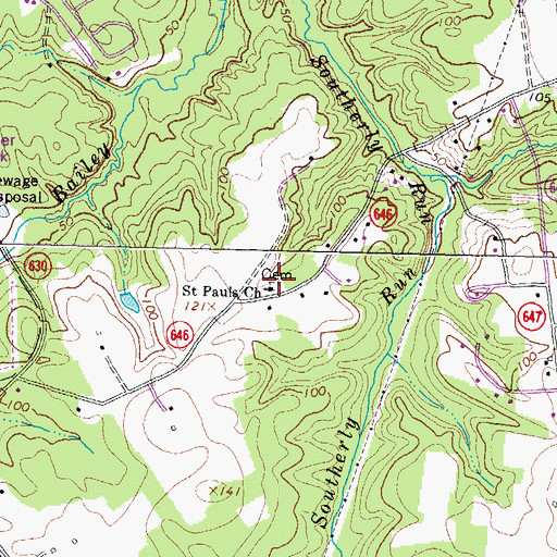 Topographic Map of Saint Pauls Cemetery, VA