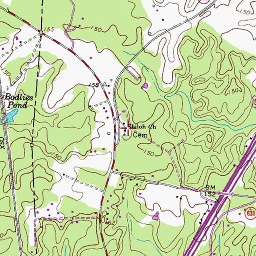Topographic Map of Shiloh Cemetery, VA