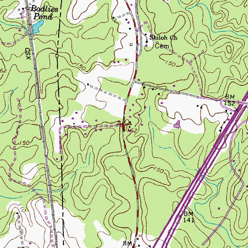 Topographic Map of Shiloh Crossing (historical), VA