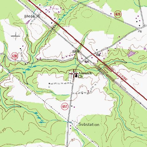 Topographic Map of Antioch Cemetery, VA
