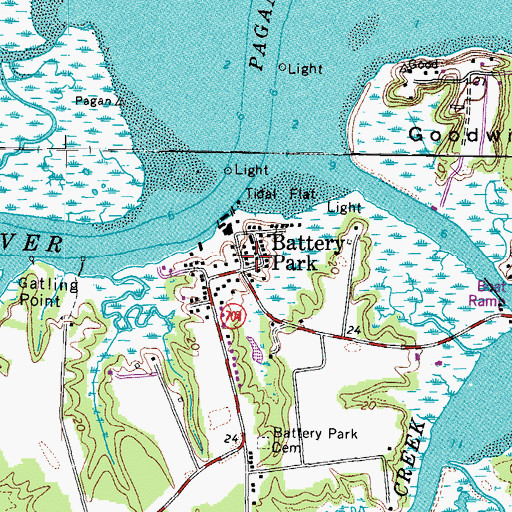 Topographic Map of Battery Park Baptist Church, VA