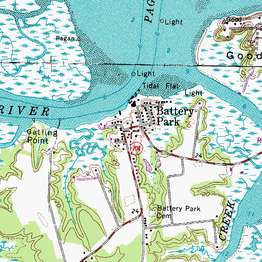 Topographic Map of Battery Park Post Office, VA