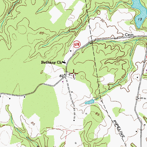 Topographic Map of Bethany Cemetery, VA