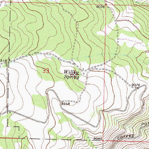 Topographic Map of Willow Spring, CO